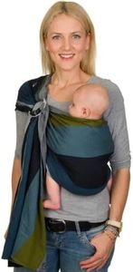 Hoppediz Ring-Sling, Porte-bébé pour les Nouveau-nés et Bébés, Écharpe de portage avec deux anneaux en aluminium, 0-36 mois, 3-20 kg, Aberdeen