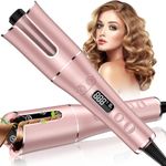 Automatic Curling Iron Wand - Auto Hair Curler with LCD Display 4 Temps and 3 Timer, Curling Wand with Large Rotating Barrel Dual Voltage, Fast Heating Spin Iron for Hair Styling