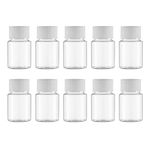 ULTECHNOVO 10Pcs 30ml Clear Plastic Pill Bottle Container, Reusable Empty Pill Tablet Dispenser Organiser for Liquid Tablet Pills