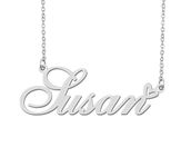 Stainless Steel Silver Name Necklace Susan Heart Charm Necklace Best Friends Jewelry Gifts