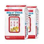 Petkin Pet Wipes Big 'n Thick Extra Large Pet Wipes for Dogs, Cats, Puppies & Kittens - Aloe Enriched Formula Gently Cleans The Face, Ears, Body & Eye Area - Wipes for Pets for Home or Travel, 2 Pack