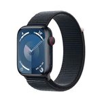 Apple Watch Series 9 [GPS + Cellular 45mm] Smartwatch with Midnight Aluminum Case with Midnight Sport Loop One Size. Fitness Tracker, Blood Oxygen & ECG Apps, Always-On Retina Display, Water Resistant