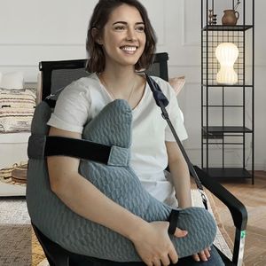 Shoulder Surgery Pillow, Shoulder Pillow for Shoulder Pain, Rotator Cuff Pillow, Arm Pillows for Adults After Surgery, Side Sleeper Pillow for Neck and Shoulder Pain Relief (Blue with two straps)