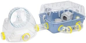 Ferplast COMBI 2 Innovative Hamster Cage - Customizable Habitat with External Exercise Wheel - Interactive Transparent Design - Accessories, Tubes Connect&Play, 79,5x29,5xh26,3cm