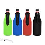 4 Pack Beer Bottle Cooler Sleeves Keep Drink Cold Zip-up Extra Thick Neoprene Insulated Sleeve Cover with Bottle Opener（4 Pack, Multi)