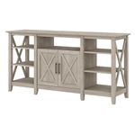 Bush Furniture Key West Tall TV Stand for 65 Inch TV in Washed Gray, Farmhouse Entertainment Center with Storage