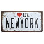 Bluelover New York License Plate Tin Sign Vintage Metal Poster Bar Pub Jersey Wall Decor