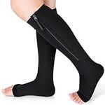 Ailaka Medical Compression Socks with Zipper, Knee High 15-20 mmHg Compression Socks for Women Men, Open Toe Support Socks for Varicose Veins, Edema, Recovery, Pregnant, Nurse