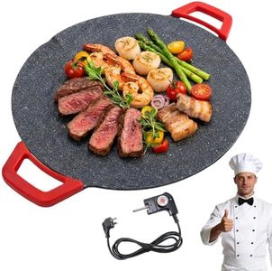 Portable Electric BBQ Grill, Nonstick Electric Griddle for Indoor Use, Compact, Fast-Heating Tabletop Grill for Steaks, Burgers, Pancakes, BBQ (Black, 16in)