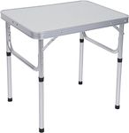 Trademark Innovations Aluminum Adjustable Portable Folding Camp Table with Carry Handle