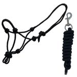 Horse Rope Halter Stiff Polyester Training Halter With Matching Lead Rope For Horses Multiple (Pony, Black)