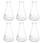 PATIKIL Erlenmeyer Flask, 6 Pcs 500ml Narrow Mouth Graduated Flasks Borosilicate Glass with Printed Graduation for Lab, Experiment, Chemistry, Science Study