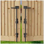 18 Inch Cane Bolt Gate Drop Rod Heavy Duty Gate Hardware, Double Gate Latch for Wooden Fences, Metal Gates Doors Stopper for Gate Ground, Wrought Iron Gate Latches 2 Pack