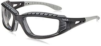 Bollé Safety 253-TR-40085 Tracker Safety Eyewear with Black/Gray Polycarbonate + TPE Full Frame and Clear Lens