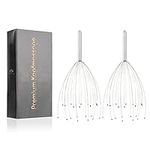 PURAVA (Original) Head Massager with Improved Design - Head Scratcher with 20 Fingers for Relaxation and Scalp Stimulation - Manual Scalp Massager Perfect as a Gift - Silver Color - Pack of 2