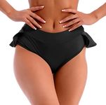 ROSVAJFY Women's Sexy Shorts with Ruffles, High Waist Mini Skirt Shorts for Yoga Jogging Gym, Mini Hotpants Pole Dance Rave Booty Shorts Skirt Pants Briefs Bikini (Black)