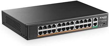 MokerLink 24 Port PoE Switch with 2 Gigabit Uplink Port, 400W High Power, Support IEEE802.3af/at, Rackmount Unmanaged Plug and Play PoE+