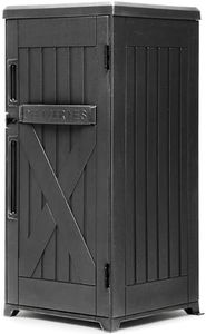 GOOBED Outdoor Package Box with Front-Opening Door, Lid, and Dual-Sided Panels, 60 Gallon Resin Delivery Storage for Patio, Porch, and Garden, Gray