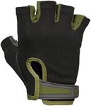 Harbinger Power Non-Wristwrap Weightlifting Gloves with StretchBack Mesh and Leather Palm (Pair), Green