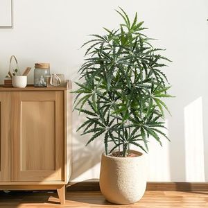 Yepdin Artificial Money Tree - 4 FT Fake Plants Tree with Pot - Large Faux Plants Indoor with Lifelike Foliage Branches - Artificial False Aralia Plants for Home Office Living Room Decor Indoor