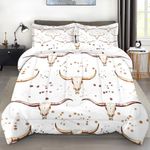 Pamnest Comforter Set Twin Size, Western Cow Skulls Horns Tribe Soft Bedding Set for Kids and Adults, Boho Vintage Horse Comforter Set with 2 Pillowcases, for Bedroom Bed Decor