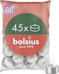Bolsius D-Light Tea Lights - Pack of 45 - in Bag - Length Burning Time 8 Hours - Decorative Household Candles - White - Contains Natural Plant Wax - Without Palm Oil