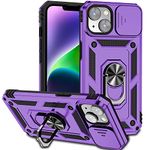 Hitaoyou iPhone 14 Case, iPhone 14 Case with Camera Cover & Kickstand Military Grade Shockproof Heavy Duty Protective Magnetic Case for iPhone 14 6.1'' inch Purple