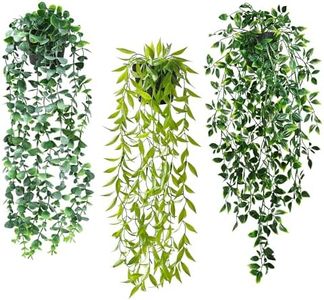 ROLLWAY 3Pcs Plante Artificielle Tombante avec Pot, Fausse Plante Tombante Artificielle, Vert Plantes Artificielles Interieur Petite Plantes Artificielles Suspendues Interieur Fausse Plante Tombante