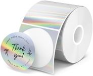 MUNBYN 2" Circle Holographic Thermal Label Stickers, Round Printable Rainbow Glitter Thermal Printer Sticker Labels for Christmas Gift Wrapping, Self-Adhesive Name Price Tag DIY Custom Logo Design