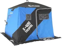 CLAM 17479 X-400 Portable 3 to 4 Person 8-Foot Pop-Up Ice Fishing Angler Thermal Hub Shelter Tent with Anchor Straps and Carrying Bag