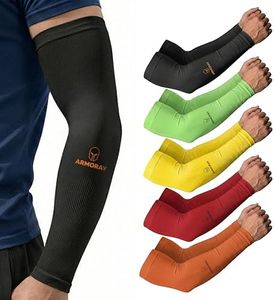 ARMORAY Arm Sleeves for Men & Women - 5 Pair UV Sun Protection Cooling Compression - Tattoo Cover Up Sleeve for Daily Wear & Work (5 Colors)