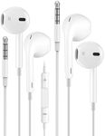 2 Pack Earphones，In-Ear Headphones 3.5mm Jack Wired Earbuds Noise Isolating Headset With Microphone Lightweight Wired with iPhone iPadPro Samsung Huawei Android MP3 Tablets Laptops and More device