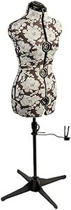 Sewing Online Adjustable Dressmakers Dummy, in a Grey Hollyhock Fabric with Hem Marker, Dress Form Sizes 10 to 16 - Pin, Measure, Fit and Display your Clothes on this Tailors Dummy - 5901A