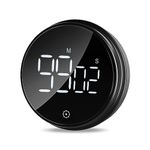 OQIMAX Digital Kitchen Timers, Digital Timer with Large LED Display, 3 Volume Levels Adjustable, Magnetic Countdown Countup Timer, for Cooking, Teaching, Classroom Study, Gym and Oven (Black)