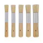 U.S. Art Supply 5 Piece Wood Handle Stencil Brush Set - Natural Bristle Wooden Template Paint Brushes - Watercolor, Acrylic, Oil Painting - Craft, DIY Projects, Card Making, Chalk and Wax Furniture