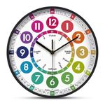 SixWorld Wall Clock for Leaving Room, Home Décor of Bedroom, Stylish Latest Silent Teaching Clock for Kids, Decorative Wall Watch (10 Inch)