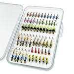 IEVEI 61 Pcs Fly Fishing Flies Kit Ultra-Thin Portable Handmade Nymph Scud Midge Flies Kit Assortment with Box Trout Fishing Fly Lures