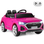 GYMAX Kids Ride on Car, 12V Battery Powered Licensed Audi Car with Remote Control, Music, Headlight and Soft Start, Children Electric Vehicle for 3+ Years Old Boys Girls (Pink)