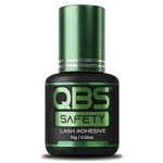 QBS® SAFETY Lash Glue for Eyelash Extensions | Professional Individual Eyelash Glue | Hypoallergenic Super Adhesive for Sensitive Eyes | Strong Bonding Lasts Up to 2 Weeks - Black (10g)