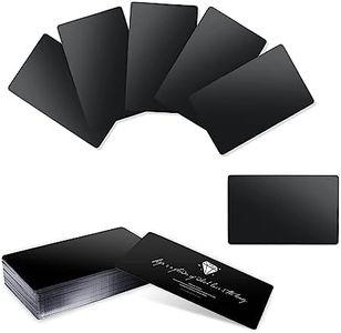 50 Piezas Tarjetas de Visita, En Blanco Tarjeta de Visita Grabada con Láser, Aluminio, para Ocasiones de Negocios, Cumpleaños y Fiestas, Negro