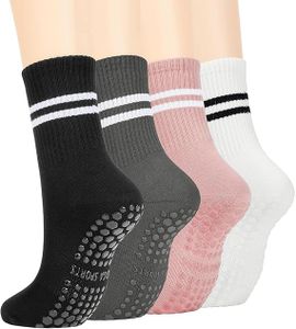 Yoga Pilates Socks with Grips for Women, Non Slip Grips Cotton Socks (AU, Alpha, One Size, Regular, Regular, 4, 4 colors)