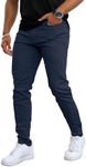 GINGTTO Skinny Jeans Men Fashion Designer Slim Fit Stretch Waist Tapered Leg(36W x 30L, Blue)