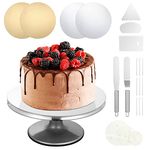 TsunNee 13PCS Cake Stand Aluminum Alloy, 12 Inches Rotating Cake Turntable Decorating Kits with Icing Spatula Comb Icing Smoother Cake Board Cake Supports for Baking Pastries Cupcakes