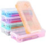 6 pcs Pencil Box, Stackable Clear Pencil Storage with Snap Tight Lid, 6 Colours Pen Storage, 22x10x4 cm Stationery Box for Stationery Watercolour Pencils Brush Crayons Drawing Tools