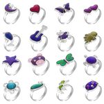 SUMERSHA 16Pcs Mood Rings Adjustable Color Changing Mood Rings for Women Birthday Party Favor Rings Halloween Costume Props