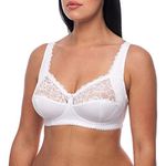 frugue Women's Comfort Non Wired Support Wireless Minimiser Bra White UK 42 G