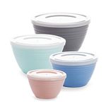 BINO Plastic Prep Bowls with Lids Set - Plastic Bowl Set Prep Bowls for Kitchen