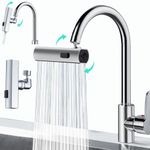 mavopa 3 in 1 Waterfall Kitchen Faucet,360° Swivelling Anti-Splash Sink Faucet Sprayer Adapter,Waterfall Faucet with Pull Down Sprayer,Universal Tap Extender for Kitchen and Bathroom Sink (Silver)