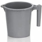 JEERZONE 1.5 L Cream Plastic Durable Long Lasting Strong and Sturdy Bathroom Mug (1.5 L, Grey) (Gray Round Mug)