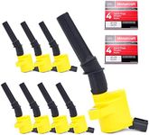 MAS Ignition Coil Pack Set of 8 & Motorcraft Spark Plugs SP479 Compatible with Ford Expedition F150 F250 F350 Super Duty Expedition 4.6L 5.4L V8 DG508 FD503 Yellow